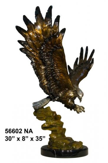 Bronze Flying Eagle On Rock - Click Image to Close