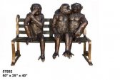 Bronze Three Monkeys On Bench