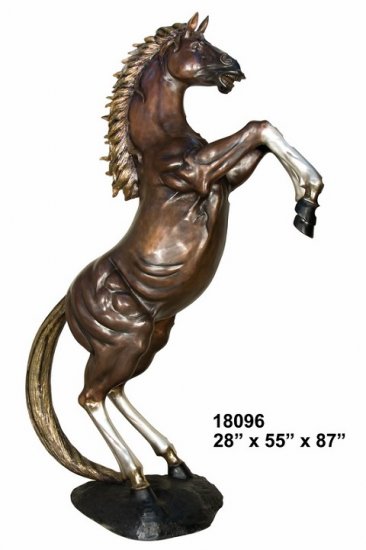 Bronze 7.25 ft. Rearing Stallion - Click Image to Close