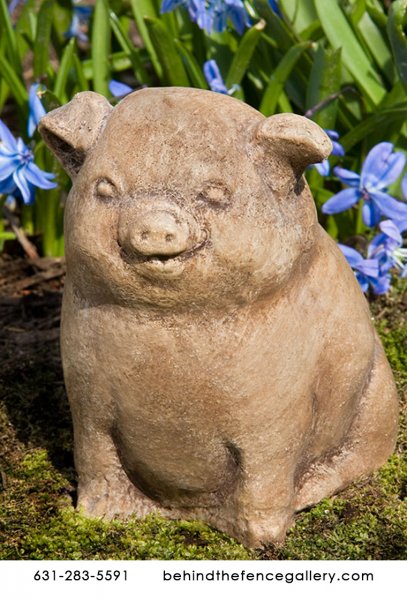 Cast Stone New Born Chubby Piglet Sculpture