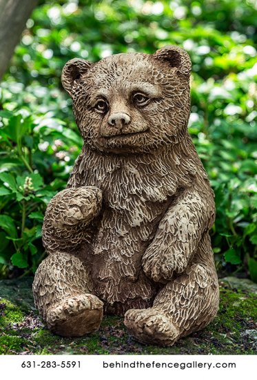 Bear Cub Outdoor Cast Stone Garden Statue - Click Image to Close