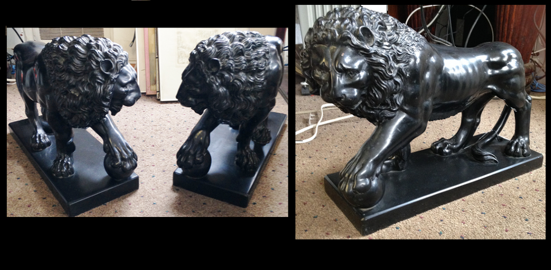 Marble Guardian Lion Pair - Click Image to Close