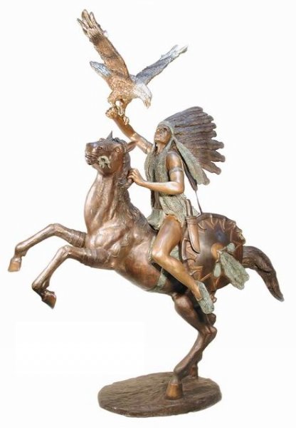 Bronze Indian Warrior on Rearing Horse