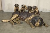 Bronze Saint Bernard Dog with Puppies
