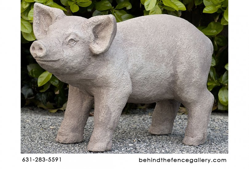 Curly Pig Cast Stone Statue - Click Image to Close