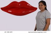 Wall Mounted Dark Red Lips Statue