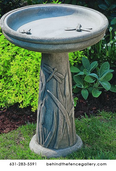Cast Stone Dragonfly Birdbath Statue - Click Image to Close