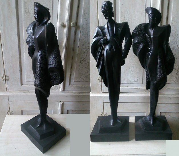Art deco Sculpture Couple/Female - Click Image to Close