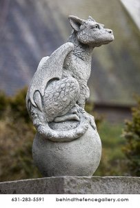 Eryl the Cast Stone Medieval Winged Dragon on Orb