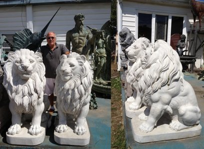 Giant Marble Lions (pair)