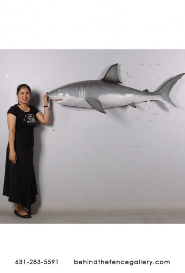 Wall Mounted Great White Shark Statue Prop - Click Image to Close