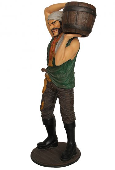 PIRATE WITH BARREL STATUE TYPE B - Click Image to Close