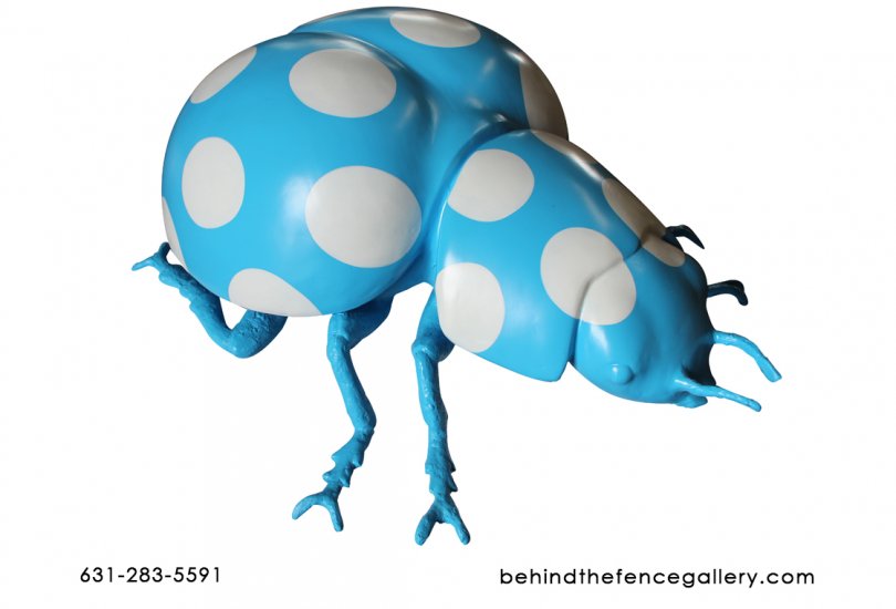 Blue Polka Dot Over Sized Pop Art Beetle Statue - Click Image to Close