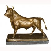 Bronze Bull with Marble Base