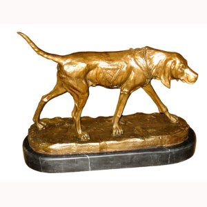 Bronze Bloodhound with Marble Base