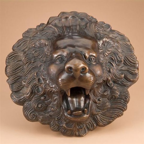 Bronze Lion Face Wall Fountain - Click Image to Close