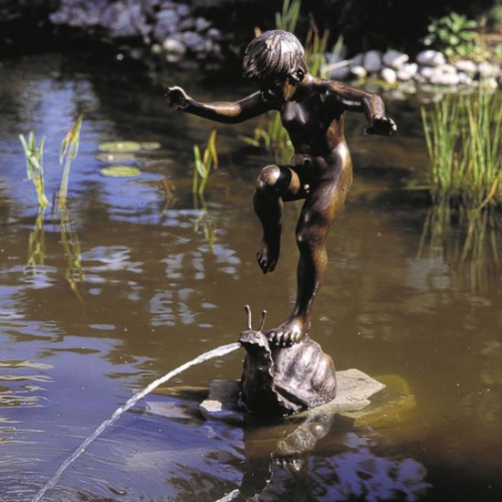 Bronze Boy on Snail Fountain - Click Image to Close