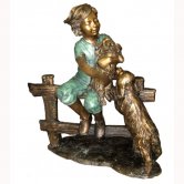 Bronze Girl with 2 Dogs