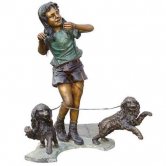 Bronze Girl with 2 Dogs