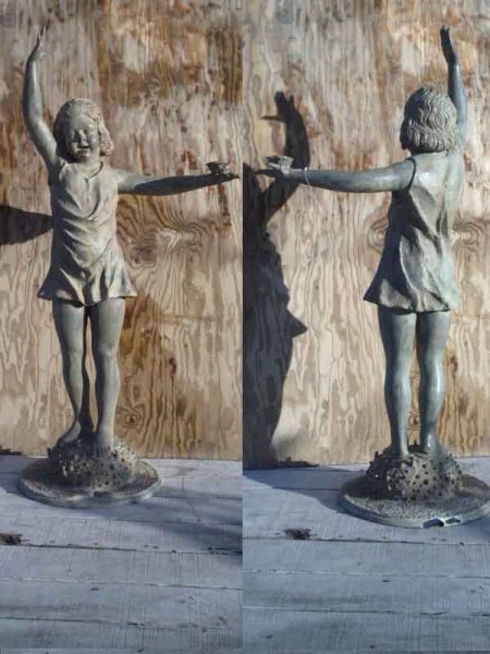 Bronze Girl holding a Flower Fountain