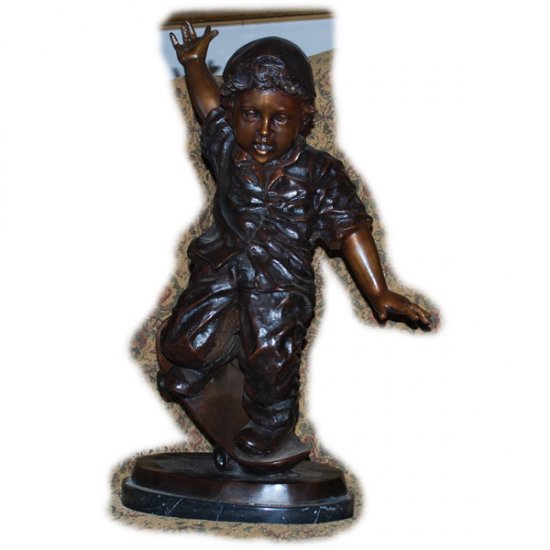 Bronze Boy on SkateBoard - Click Image to Close