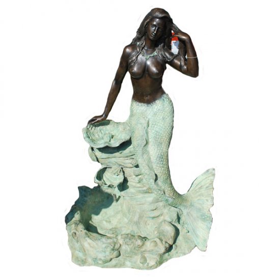 Bronze Mermaid on Rocks - Click Image to Close
