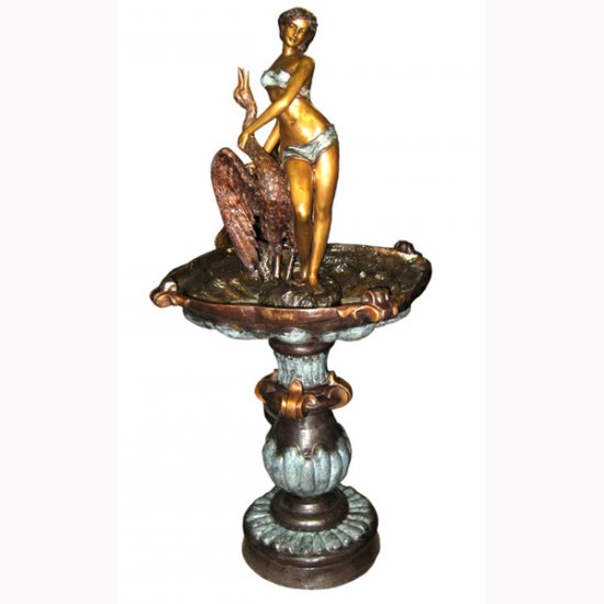 Bronze Lady with Swan Fountain - Click Image to Close