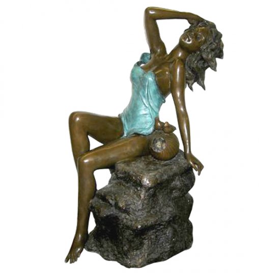 Bronze Girl sunbathing on Rock Fountain - Click Image to Close