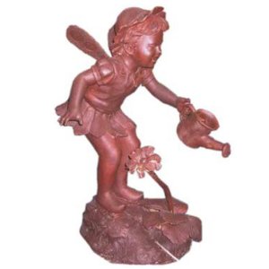 Bronze Girl with wings watering a Flower