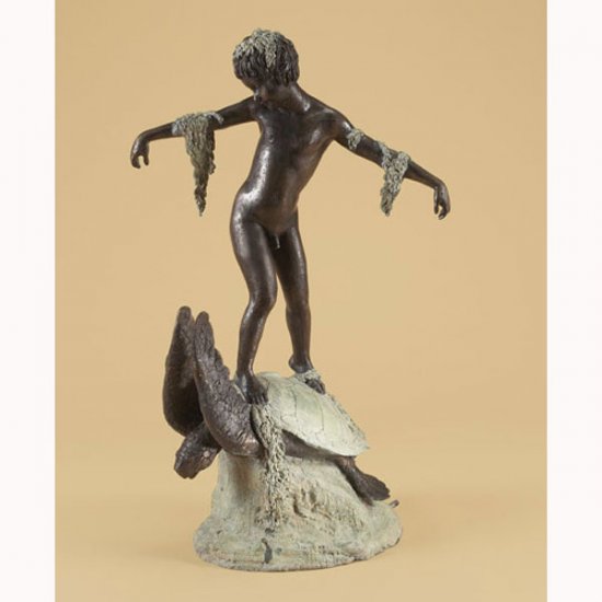 Bronze Boy on Sea Turtle Fountain - Click Image to Close