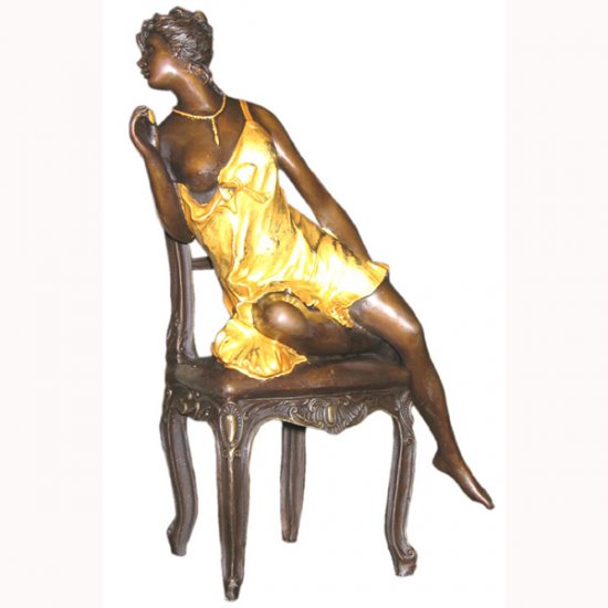Bronze Girl on Chair - Click Image to Close