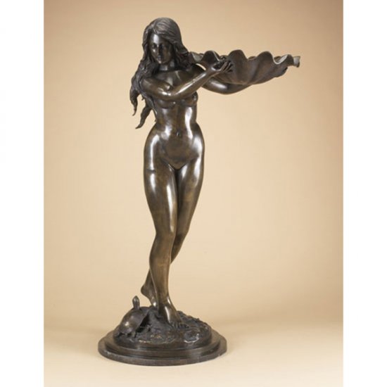 Bronze Woman Holding Shell - Click Image to Close