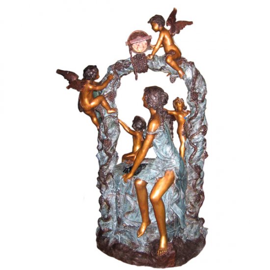 Bronze Woman and Angels at Well Fountain - Click Image to Close
