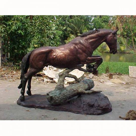Bronze Horse Jumping Log - Click Image to Close