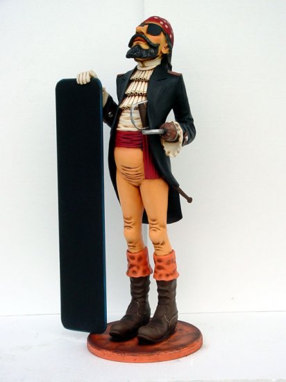 Pirate With Menu Board 5' 5" Tall! - Click Image to Close