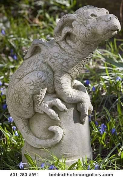 Puddles the Cast Stone Dragon on Flower Pot