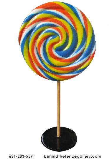 Rainbow Swirled Lollipop Candy Statue - Click Image to Close