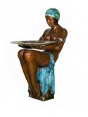 Bronze Sitting Lady With Tray