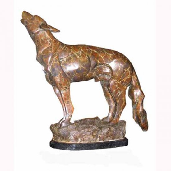 Bronze Wolf with Marble Base - Click Image to Close