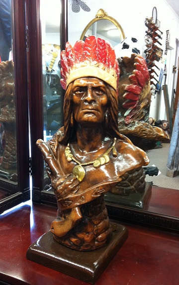 Wooden Indian Bust 23''