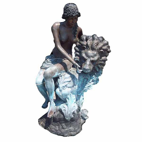 Bronze Woman with Lion Fountain