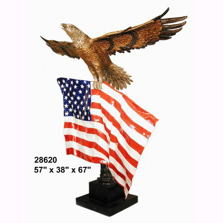 Bronze Eagle With the American Flag - Click Image to Close