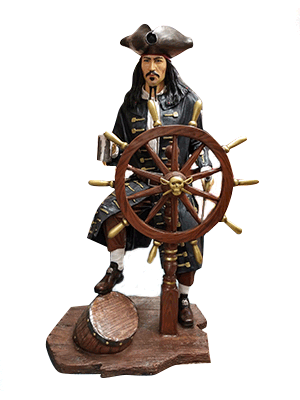 Caribbean Pirate with Wheel - Click Image to Close
