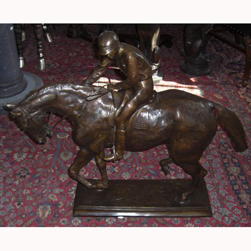 Bronze Jockey on Horse - Click Image to Close