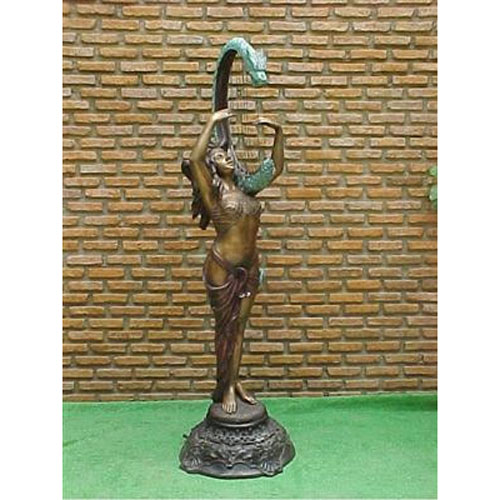 Bronze Woman Playing Harp Fountain - Click Image to Close