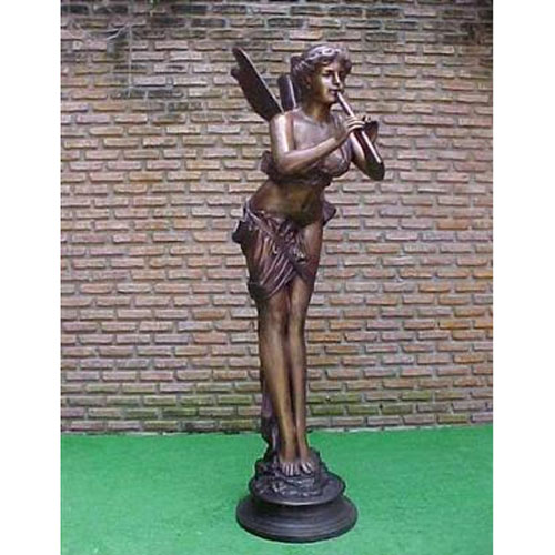 Bronze Fairy Lady with Flute - Large - Click Image to Close