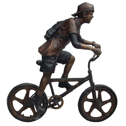 Bronze Boy on Bike - Click Image to Close