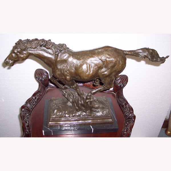 Bronze running Horse with Marble Base