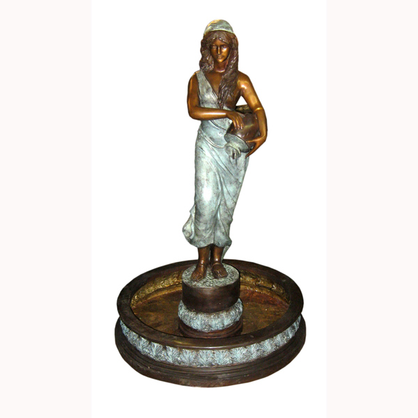 Bronze Lady Standing In Pond