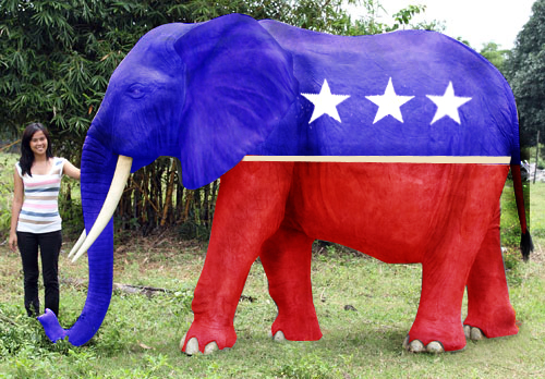 Jumbo Republican Elephant Statue - Click Image to Close